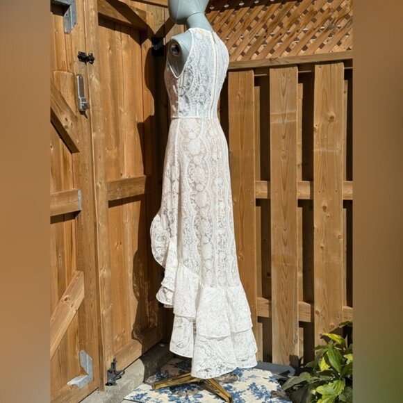 🆕 BRONX & BANCO 🧿 NWOT Sicilia White Lace Tiered Ruffle Dress, Sz XS US 2 - Picture 8 of 16